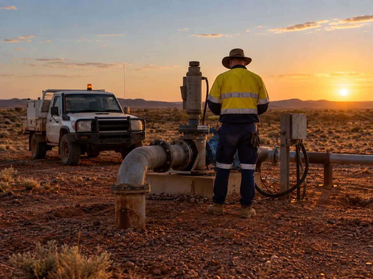 Utility worker alone at a remote site